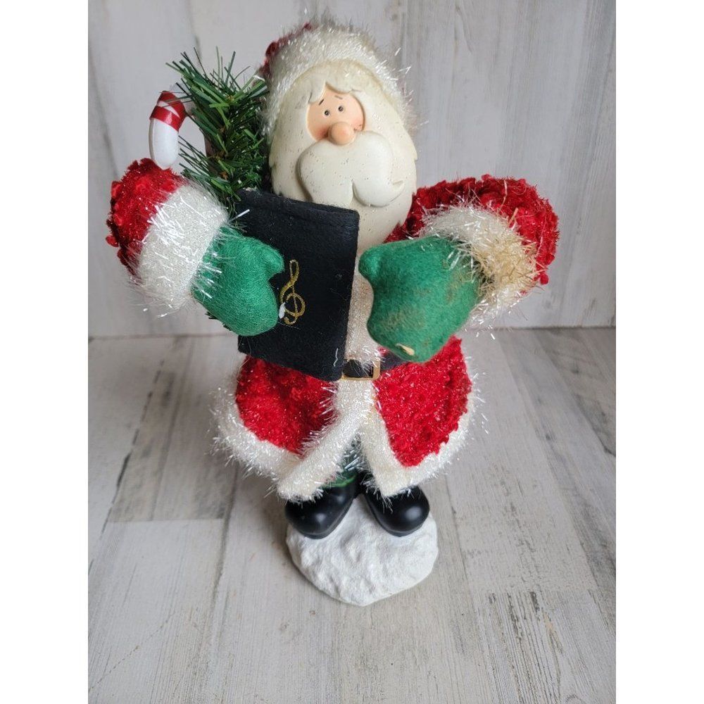 Animated dancing Jingle Bell caroling Santa Claus glitter xmas figure